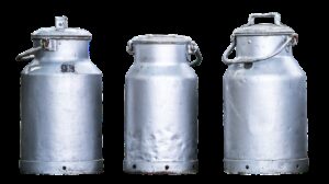milk, milk cans, pot